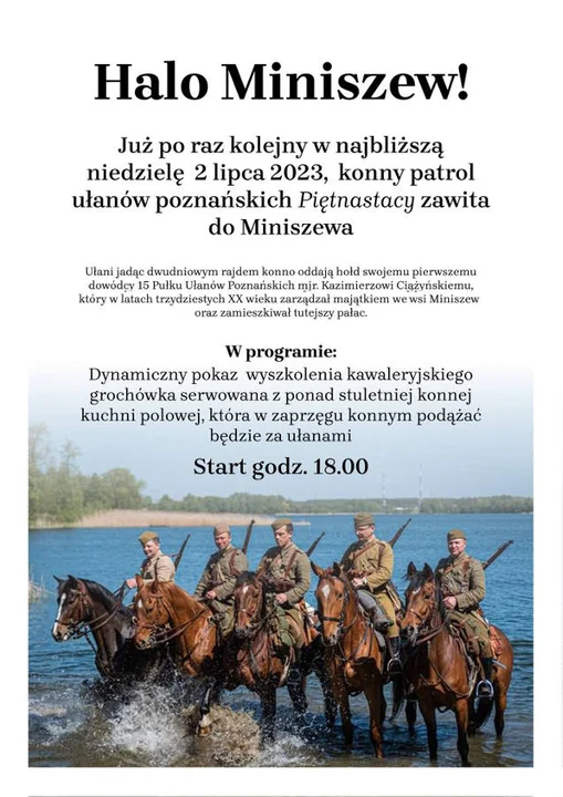 Piętnastacy znów zawitają do Miniszewa. Dzisiaj impreza z ułanami