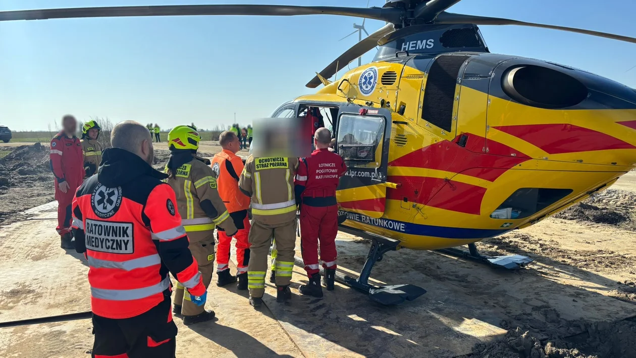 Wypadek na farmie wiatrowej w gm. Miejska Górka - nowe zdjęcia