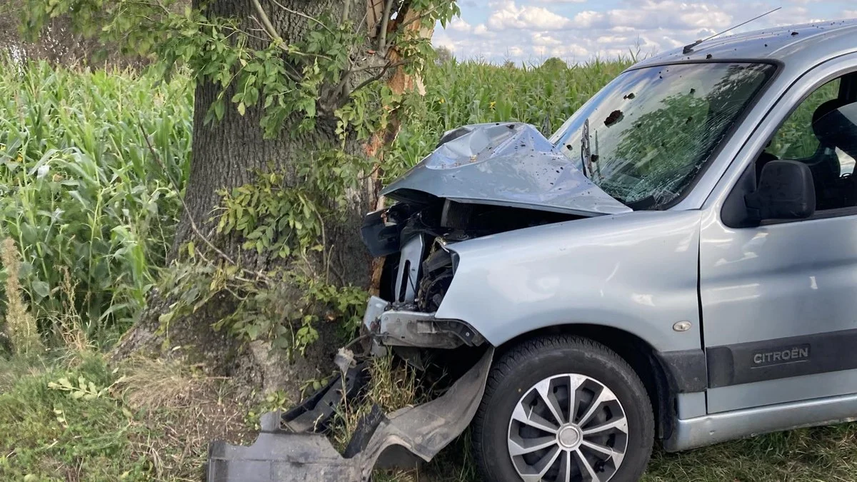 Wypadek na trasie Oczkowice - Topólka. Dwie osoby ranne [ZDJĘCIA] - Zdjęcie główne