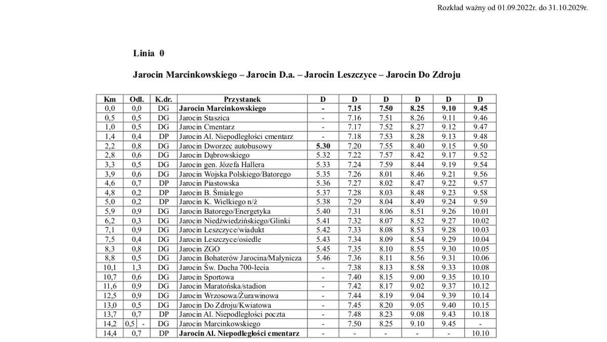 Nowe rozkłady jazdy Jarocińskich Linii Autobusowych