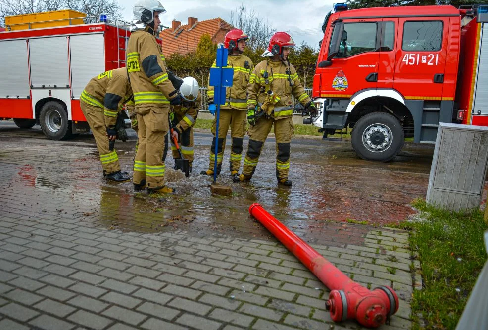 Kolizja samochodu z hydrantem w Witaszycach