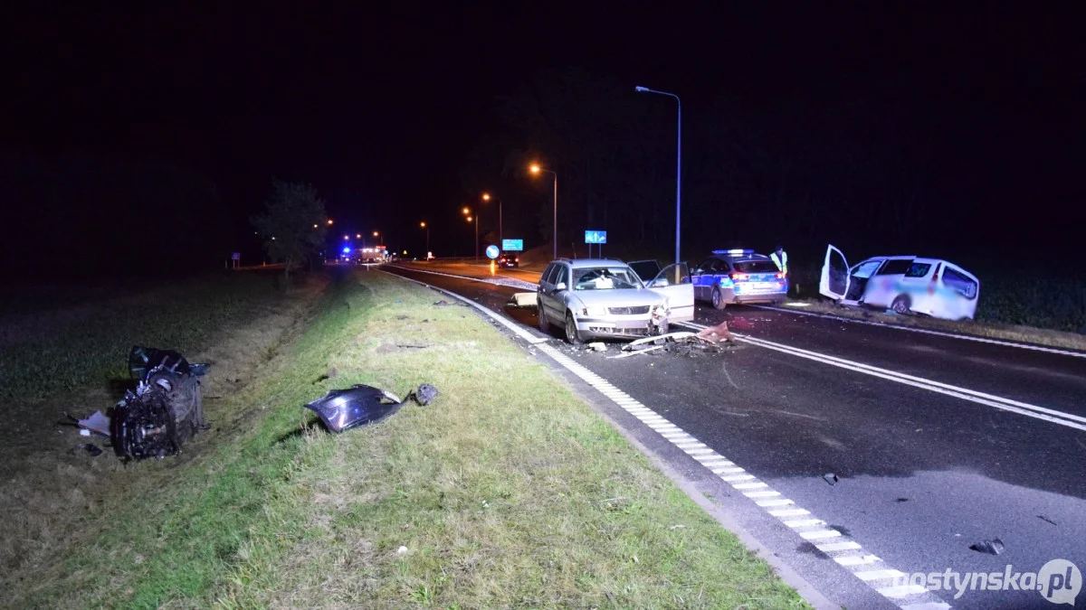 Karambol po zderzeniu z jeleniem na DK12 Borek Wielkopolski-Skokówko