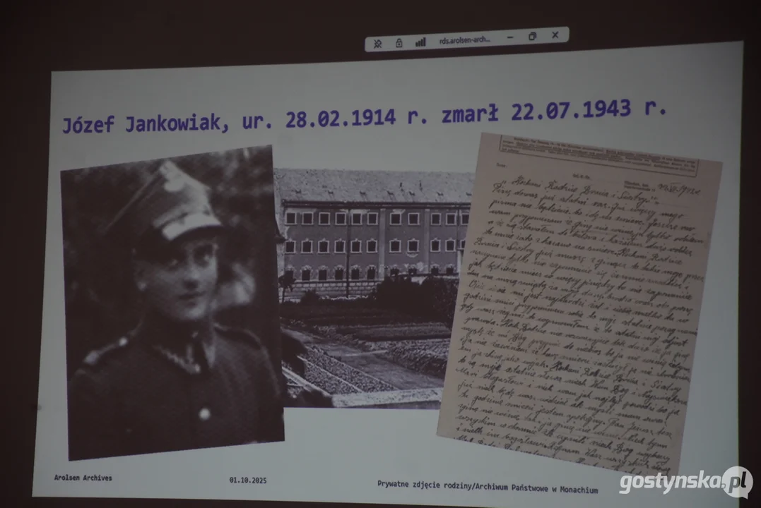 Przekazanie listu pożegnalnego rodzinie Józefa Jankowiaka z Pępowa straconego przez nazistów w Niemczech w 1943 roku