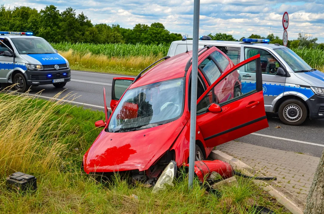 Peugeot wypadł z drogi na DK 11 w Witaszycach - Zdjęcie główne