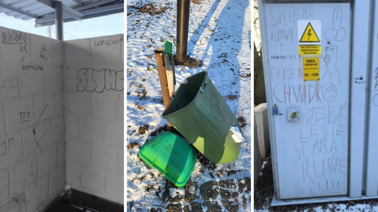 Kobylin. Zniszczone kosze, przystanek i transformator. Seria aktów wandalizmu w gminie [ZDJĘCIA] - Zdjęcie główne