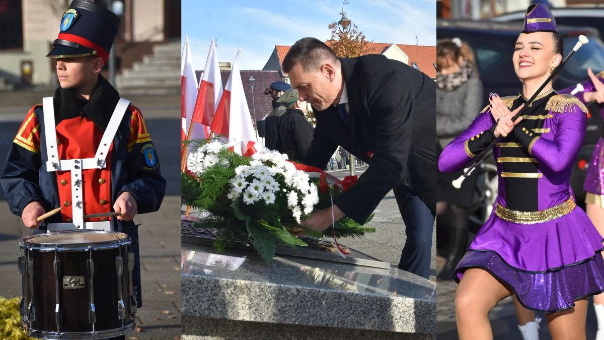 Świętujących niepodległość na rynek przyprowadziły mażoretki i orkiestra