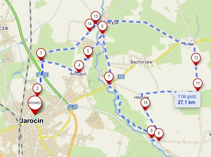 Mapa Szlaku 100 Dębów