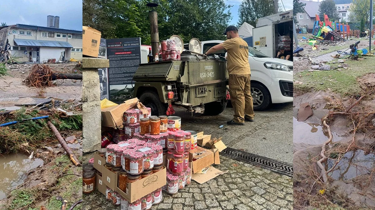 Ratownicy z oddziału WGPR Siron  jako pierwsi dotarli do powodzian w Stroniu Śląskim z pomocą od gostynian