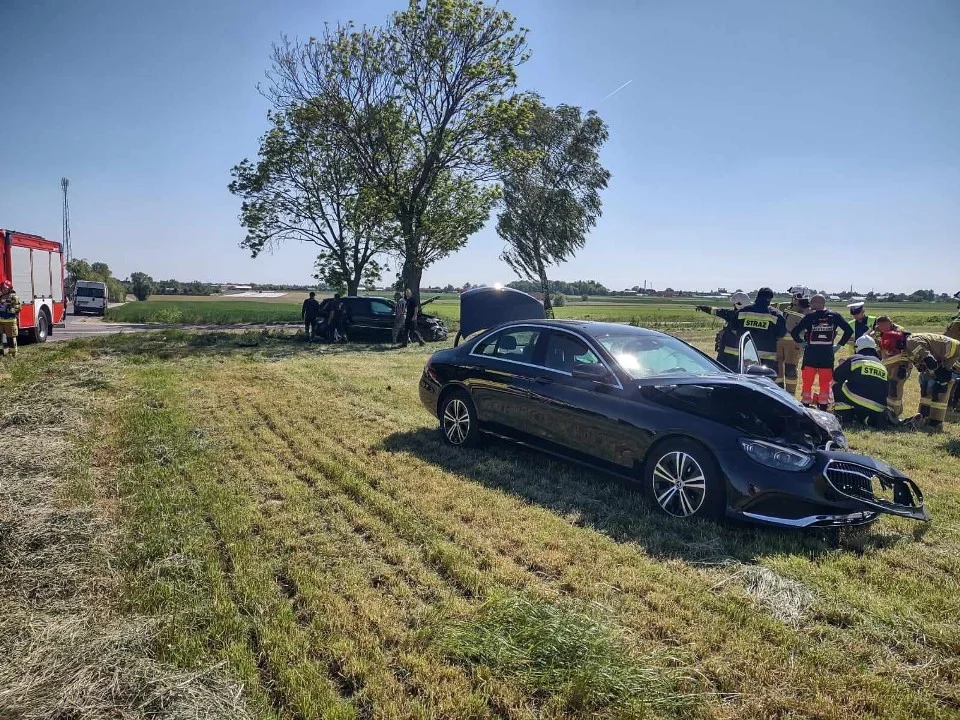 Zderzenie samochodów w Popówku