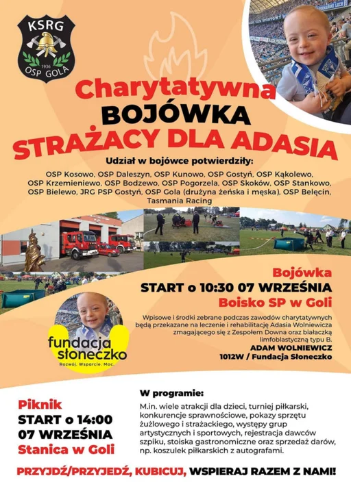 Strażacka "bojówka" i festyn charytatywny dla Adasia z Goli