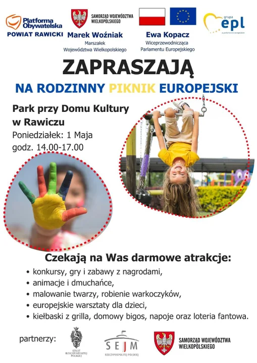 PONIEDZIAŁEK 1 maja. RAWICZ - Rodzinny Piknik Europejski