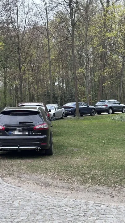 Auta na trawnikach przed zakazem w Parku Radolińskich. Policja w akcji, a gmina stawia na monitoring
