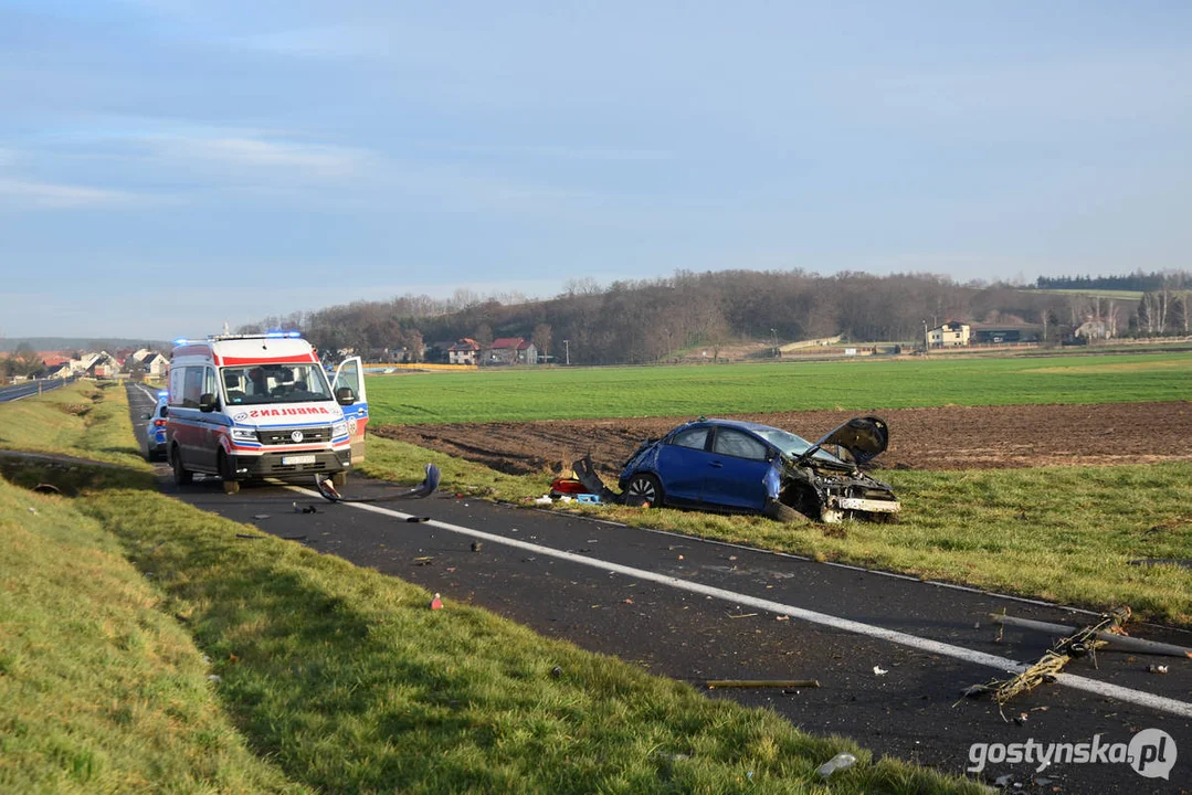 Wypadek na DW 434 Gostyń - Kunowo