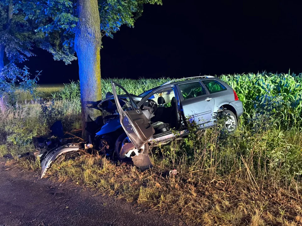 Nocny wypadek w gminie Koźmin Wielkopolski