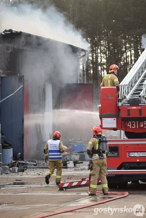 Pożar na stacji demontażu pojazdów w Śmiłowie