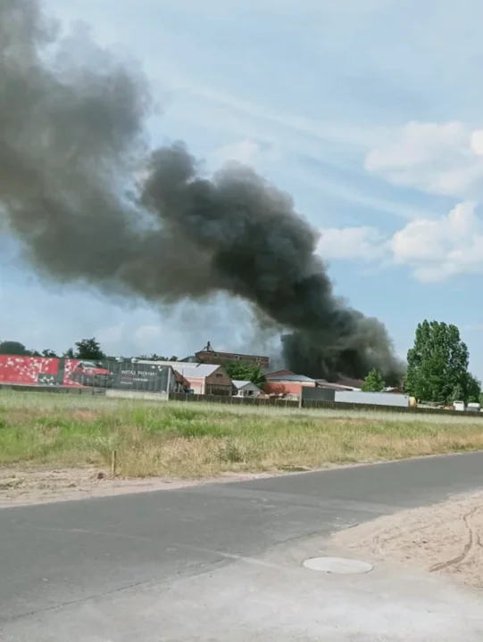 Pożar tartaku w miejscowości Grodziec