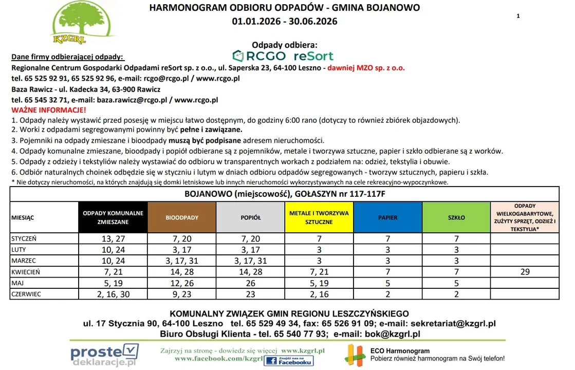Kiedy będą zbierane odpady w gminach powiatu rawickiego?