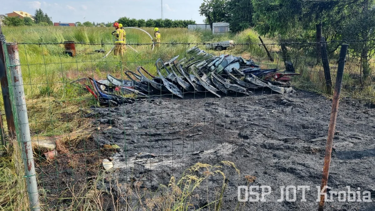 Pożar na prywatnej posesji w Krobi