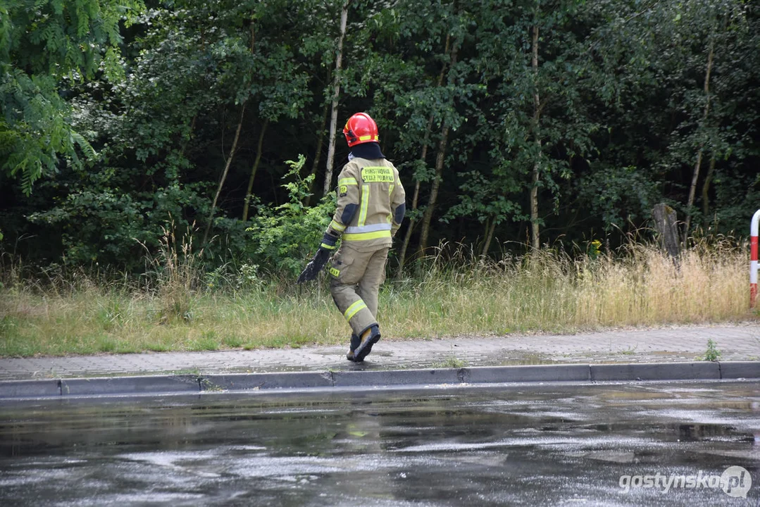 Pożar samochodu w Gostyniu