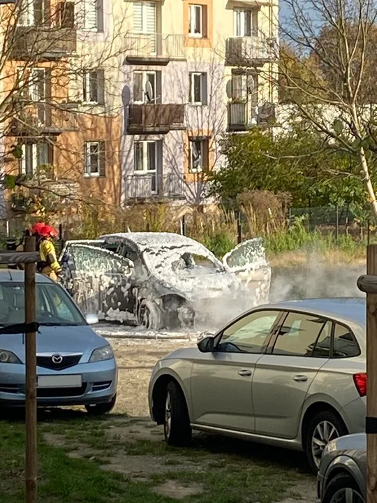 Pożar auta w Pleszewie