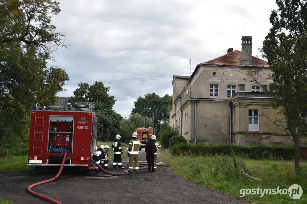 Pożar w zabytkowym pałacu w Wydawach, gm. Poniec