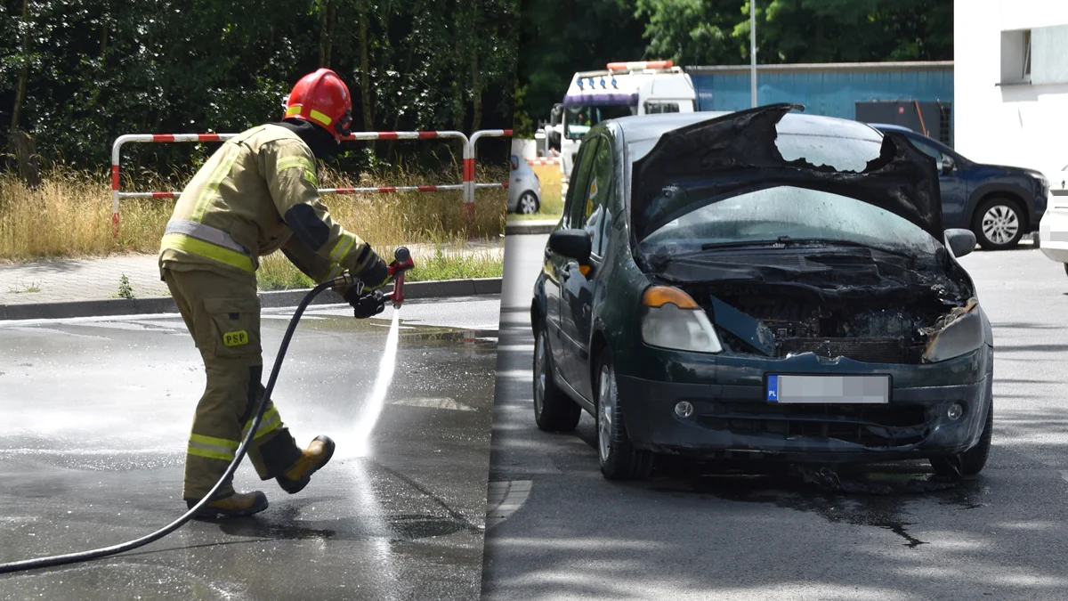 Pożar samochodu w Gostyniu