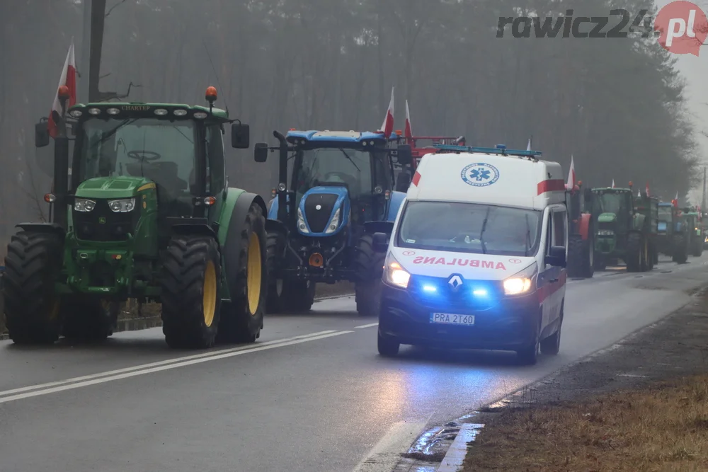 Protest rolników w okolicy Załęcza i na S5