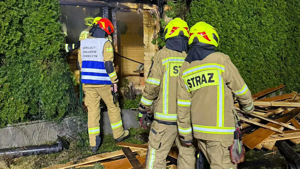 Pożar sauny w Krobi