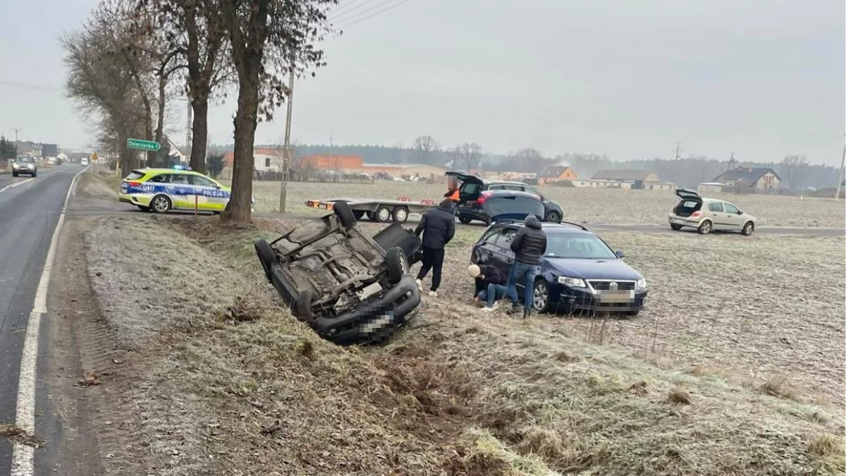 Poranne dachowanie w Dzięczynie. 26-latka wylądowała audi w rowie - Zdjęcie główne