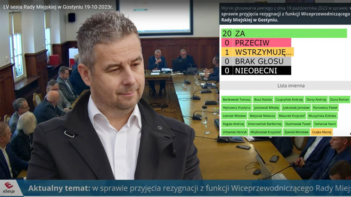 Rezygnacja Macieja Czajki przyjęta. Rada Miejska w Gostyniu z jednym wiceprzewodniczącym. Czy będzie następca? - Zdjęcie główne