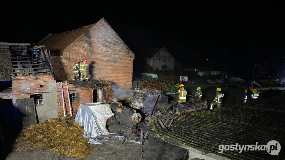 Krobia. Pożar budynku inwentarskiego w Nieparcie