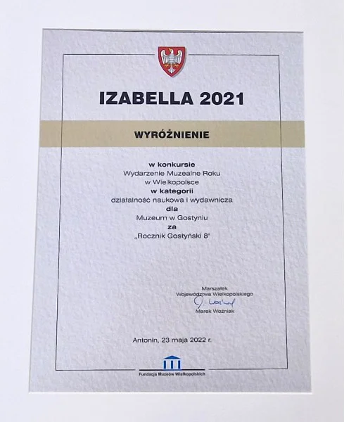 Prestiżowa nagroda dla Muzeum w Gostyniu - Izabella 2021