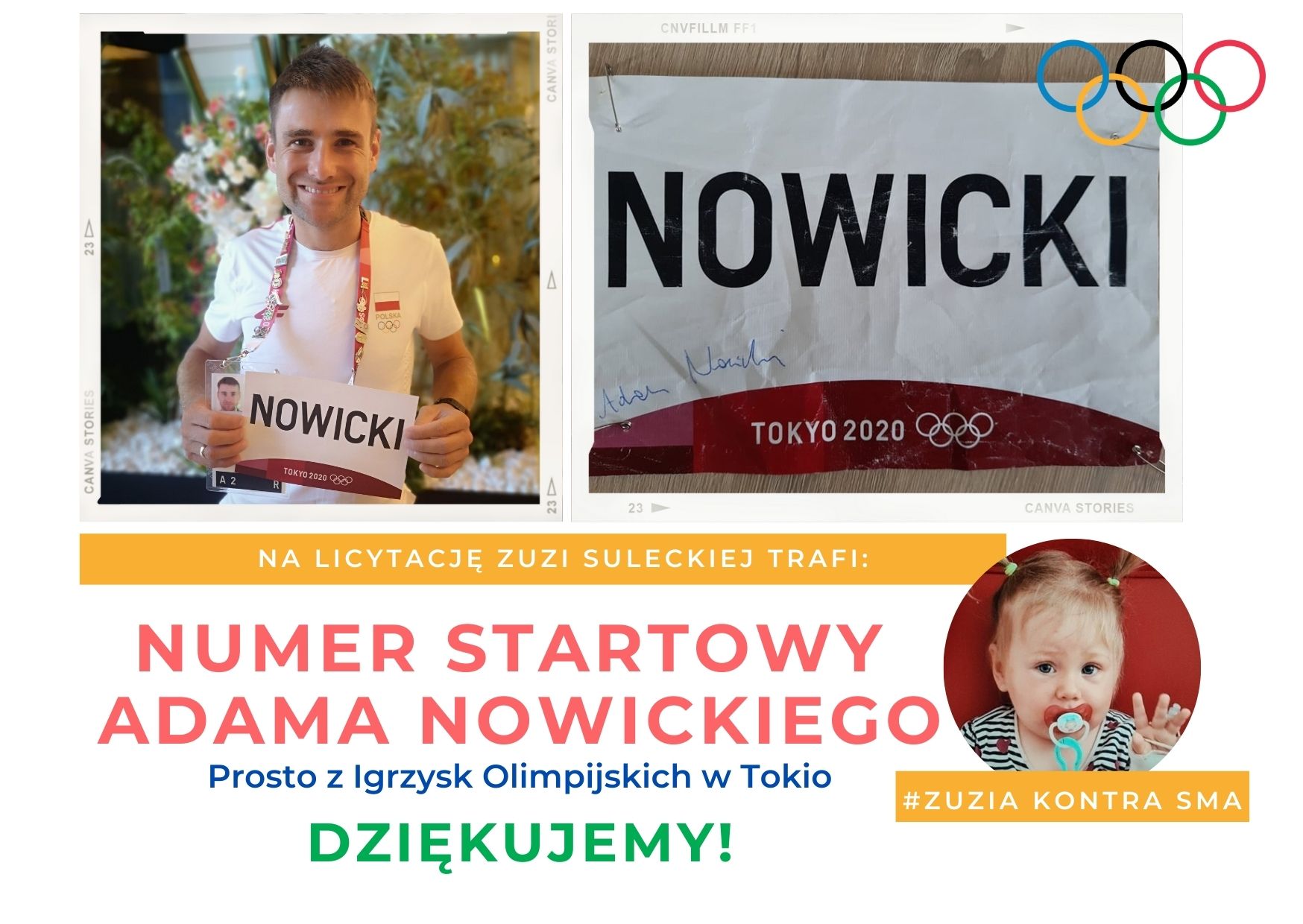 Adam Nowicki przekazał swój numer startowy z Igrzysk Olimpijskich w Tokio na licytację dla Zuzi Suleckiej - Zdjęcie główne