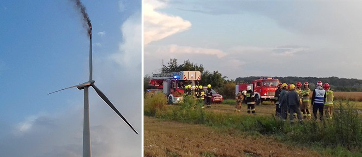 Płonie śmigło wiatraka. Strażacy czekają na wsparcie z Poznania - Zdjęcie główne