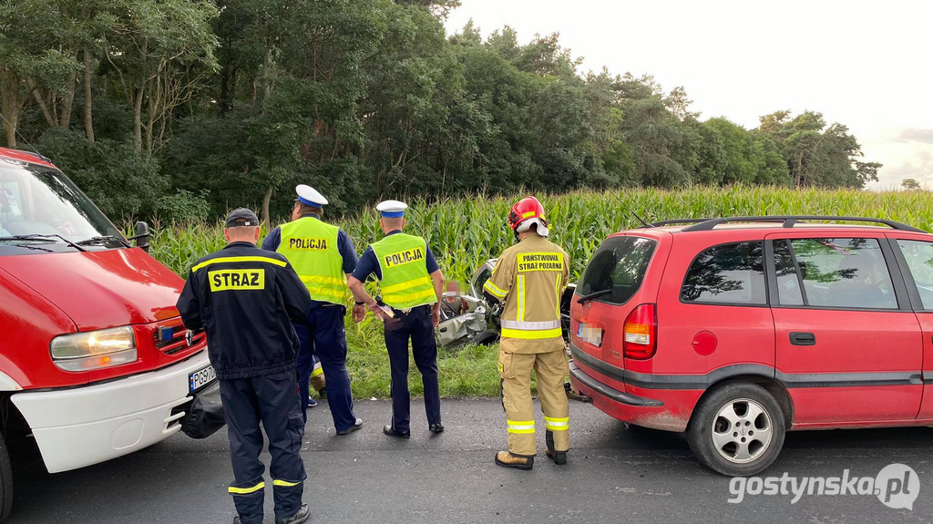 Poniec. Kolizja na drodze powiatowej Poniec-Gostyń, na wyjeździe z Drzewiec w kierunku Śmiłowa