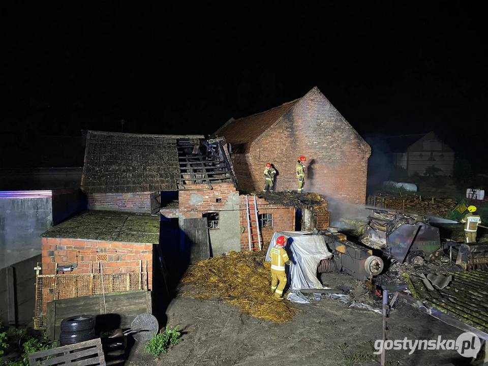 Krobia. Pożar budynku inwentarskiego w Nieparcie