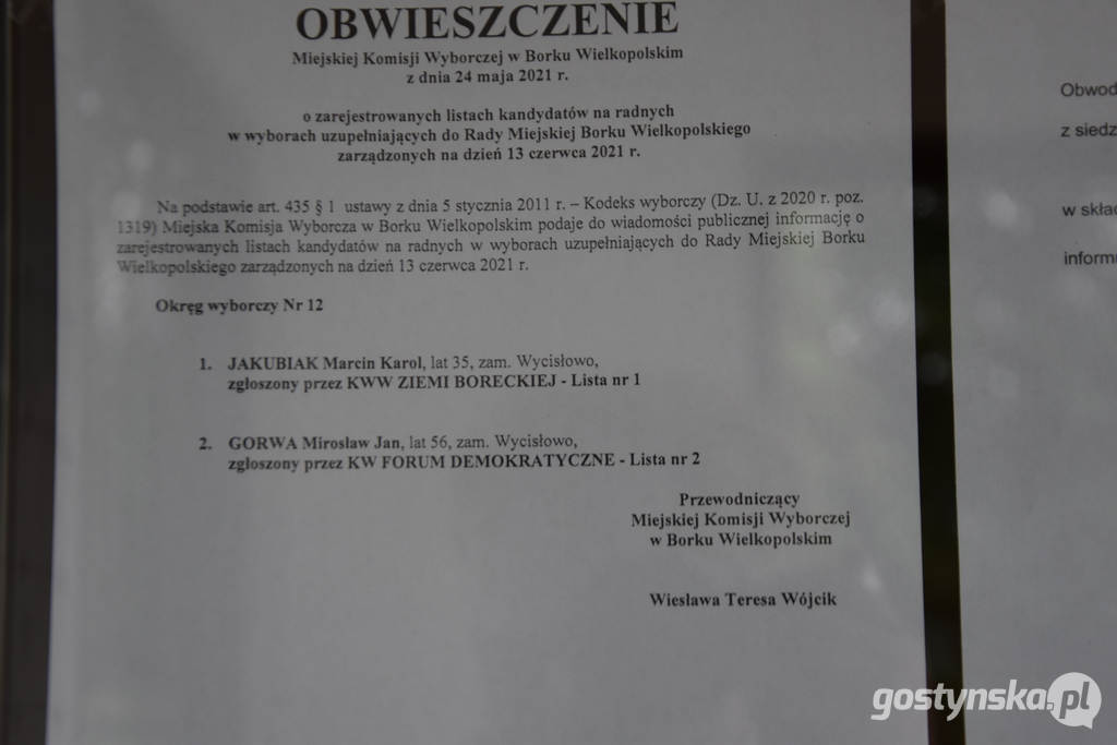 Borek Wlkp. Marcin Jakubiak wygrał wybory uzupełniające do Rady Miejskiej w Borku Wlkp.