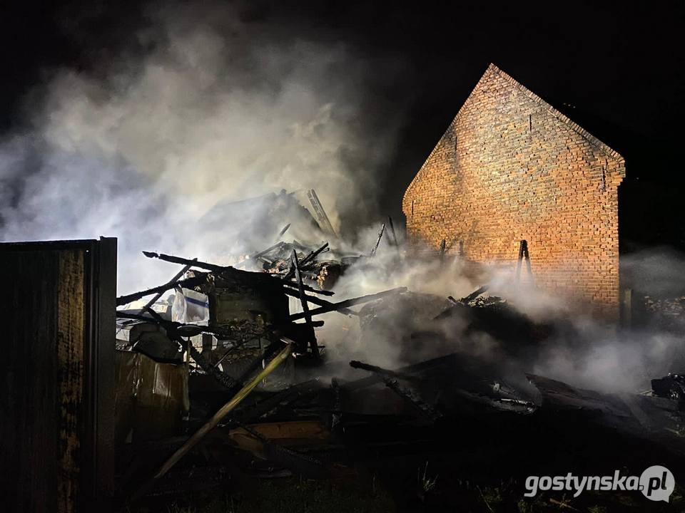 Krobia. Pożar budynku inwentarskiego w Nieparcie