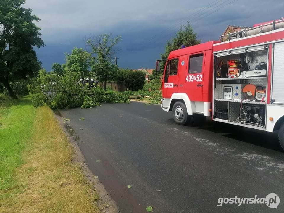 Powiat gostyński. Usuwanie skutków dzisiejszej ulewy i burzy trwało kilka godzin