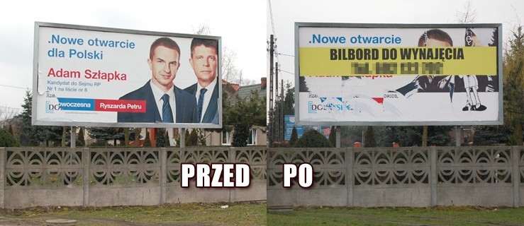 Plakat zakleili niedawno. Czy przepisy posłów nie obowiązują? - Zdjęcie główne