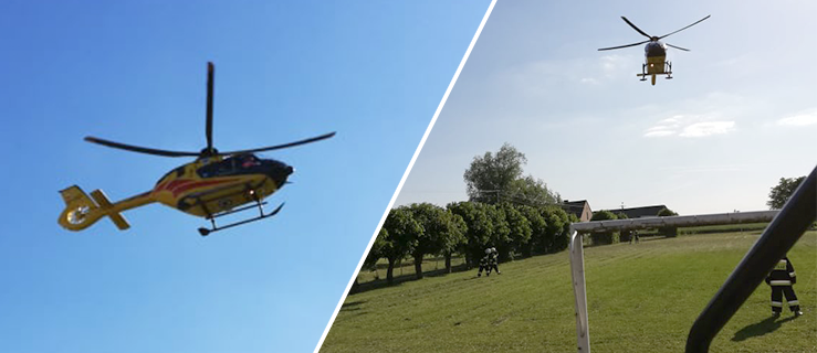 Mężczyzna spadł z drabiny. Przyleciał LPR - Zdjęcie główne