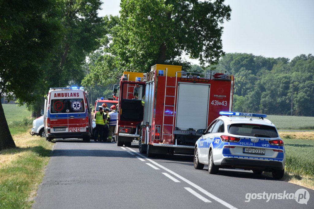 Gostyń - Poniec. Na szosie powiatowej dosżło do zderzenia dwóch samochodów osobowych