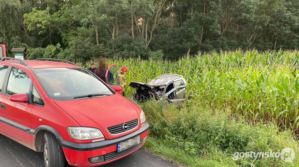 Poniec. Kolizja na drodze powiatowej Poniec-Gostyń, na wyjeździe z Drzewiec w kierunku Śmiłowa