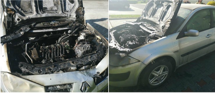 Policjant i mieszkańcy ratowali płonące auto - Zdjęcie główne