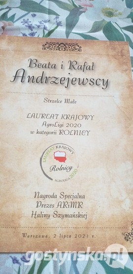 Nagroda specjalna prezes Agencji Restrukturyzacji i Modernizacji Rolnictwa dla rolników ze Strzelec Małych