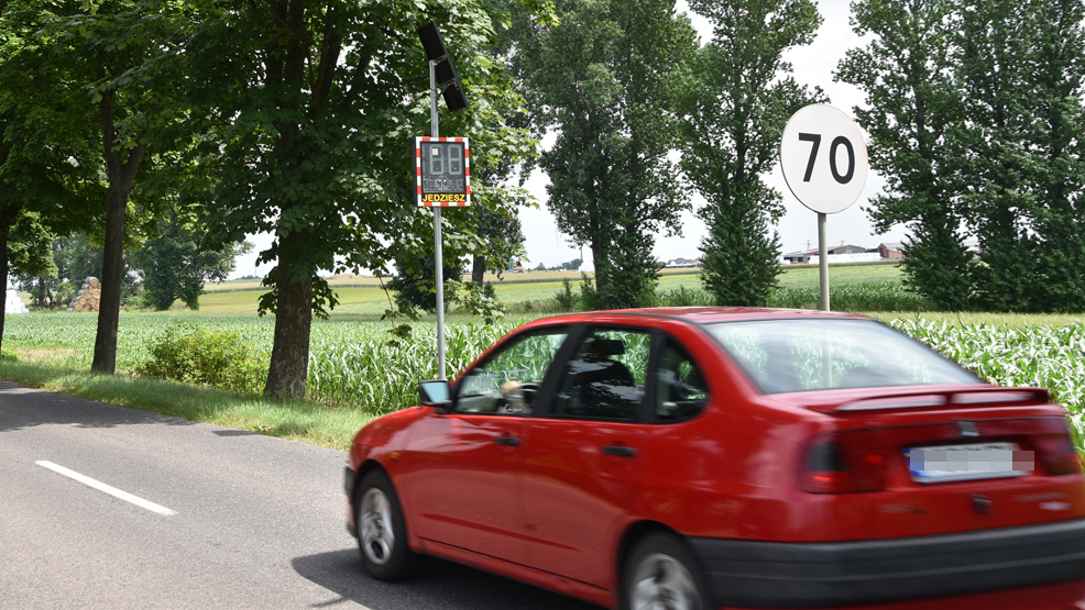 Stoją w kilku miejscach w powiecie gostyńskim. Ostrzegają pędzących po szosach kierowców. Jakie będą efekty? - Zdjęcie główne