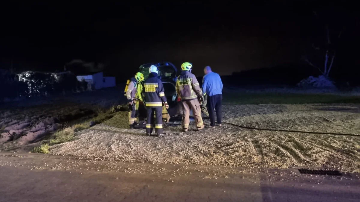 Pożar w Krobi. Zapaliły się dwa pojazdy zaparkowane na podwórzu - Zdjęcie główne