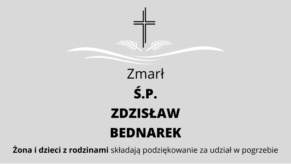 Podziękowanie od Rodziny Ś.P. Zdzisława Bednarka - Zdjęcie główne