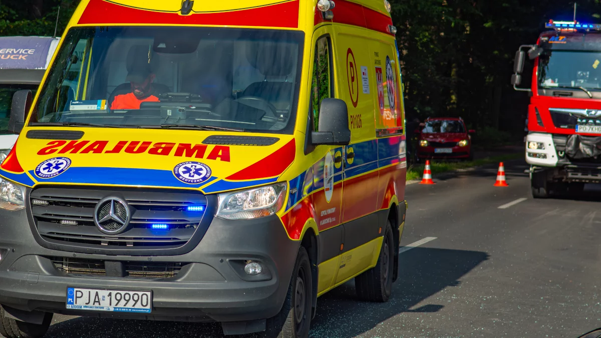 Auto wypadło z drogi. Kierowca trafił do szpitala