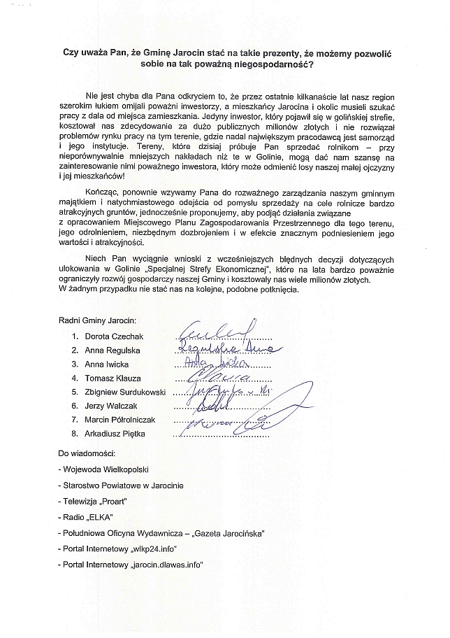 Jarocin. List otwarty radnych opozycji doi burmistrza Jarocina - Zdjęcie główne